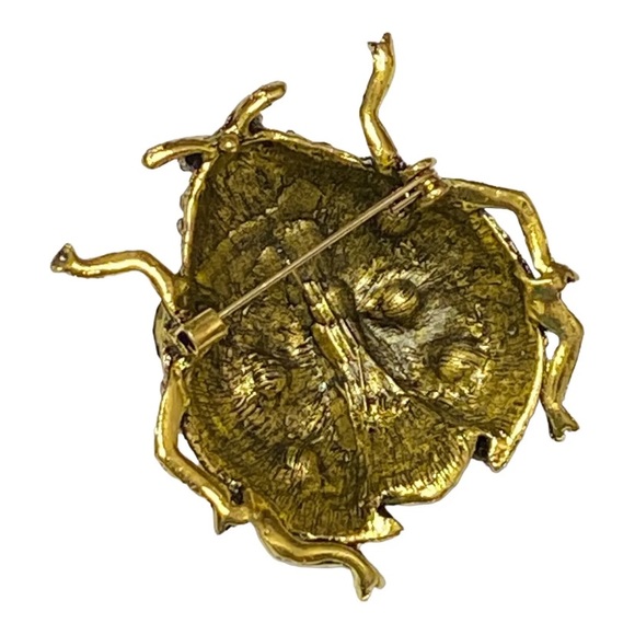 Ladybug Brooch Bejeweled Giant Gold Tone Rhinestones Insect Jewelry Pin - Picture 3 of 4